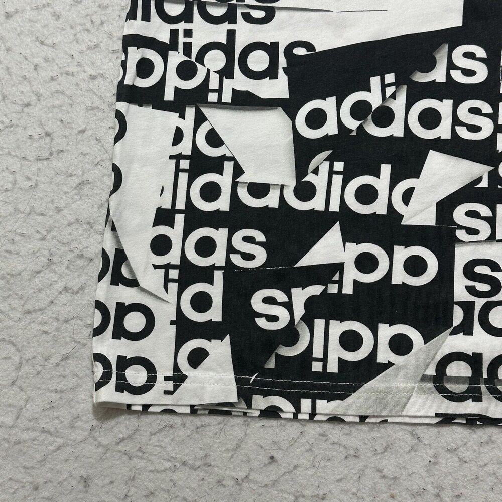 Adidas Boy's Large (14/16) Black White Logo Short Sleeve Athletic T Shirt - Picture 5 of 15
